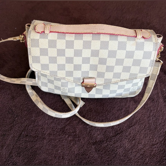 Authentic Louis Vuitton Cream and Blue Checkered Crossbody Bag - Picture 2 of 8